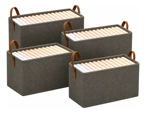 Kit 4 Cestos Organizadores Dobráveis Guarda Roupa Armário
