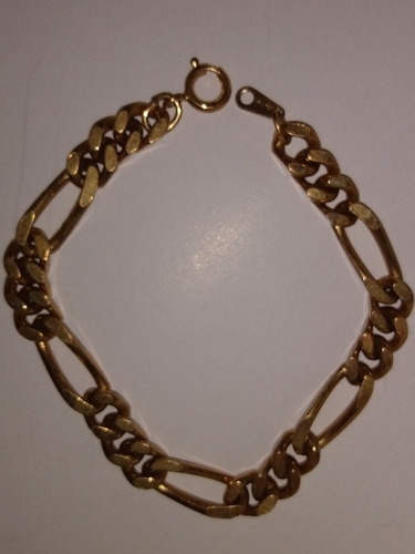 Pulsera Unisex. Cadena Ancha Bañada En Oro Con Sello Pl 18k