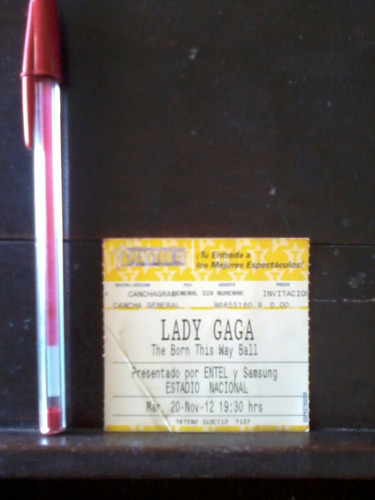 Entrada Ticket Lady Gaga - Born This Way Ball - Nov -2012