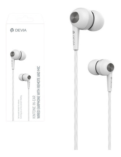 Audífonos Kintone In-ear Cable Devia 3.5mm Micrófono 1 Metro Color Blanco