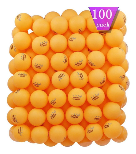 Mapol 100 Pelotas Ping-pong 3 Estrellas Color Naranja