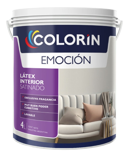 Pintura Latex Interior Blanco Satinado Emocion 4 Lts Colorin