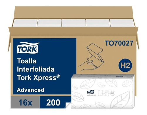 Imagen 1 de 6 de Toalla Interfoliada Tork Advanced 16 Pqts 200 Hojas To70027
