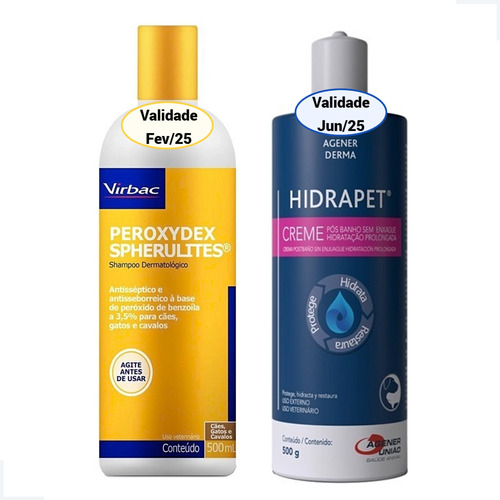 Kit Shampoo Peroxydex Spherulites E Hidrapet Creme 500ml Pet