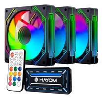 Comprar Kit 3 Coolers Rgb Hayom, 120mm, Controladora, Preto, Fc1308