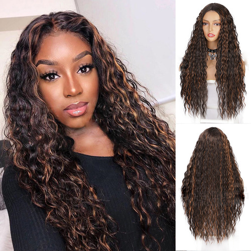 Peruca Feminina De Simulação De Cabelo Encaracolado De Compr