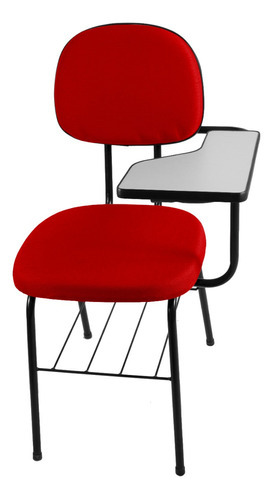Cadeira Universitária Secretária C/ Porta Livros - Canhota Cor Vermelho