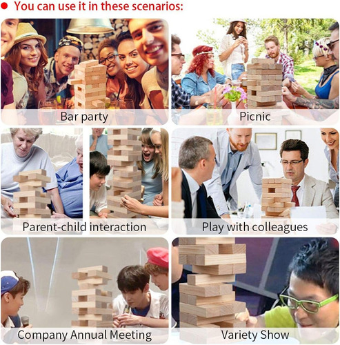 Sharewin Giant Tumbling Tower (stacks To 4+ Feet), Wood S...