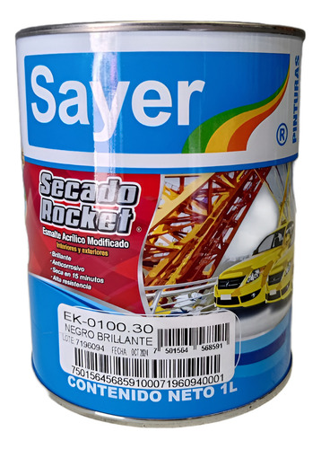 Esmaalte Profesional Secado Rocket Seca En 15 Min Sayer 1lt Acabado Mate Color Blanco