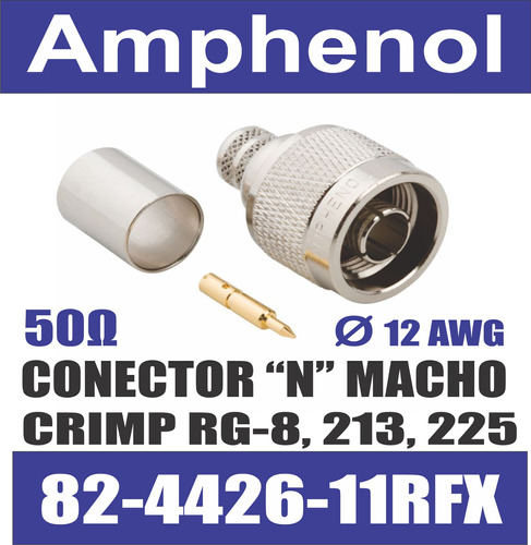 Conector N Macho Crimp Rg8_213 12awg Amphenol 82-4426-11 Rfx