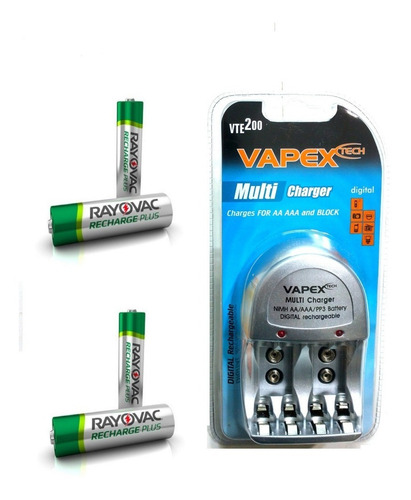 Imagen 1 de 2 de Cargador De Pilas Vapex + 4 Aa Rayovac Centro San Martin