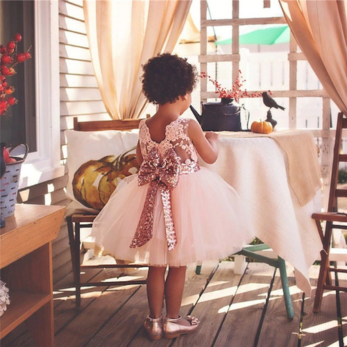 Vestido Corto Bebe Niña Fiesta,presentacion Moño Princesa | Meses sin  intereses