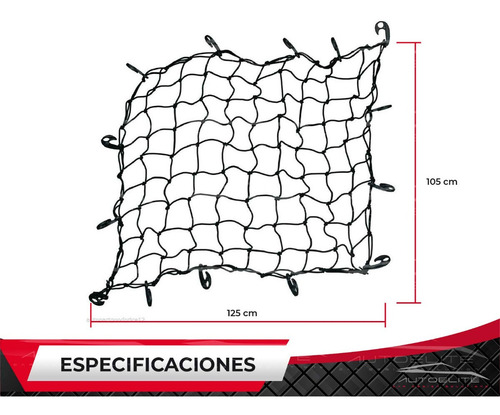 Imagen 3 de 9 de Red Malla Sujeta Equipaje Para Canastilla De Techo 1.25 Mts