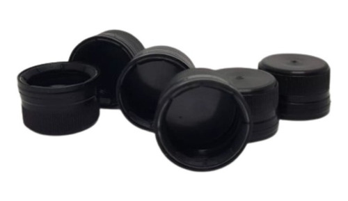 Tampa Lacre De Rosca 24mm - Preta - Com 50 Peças
