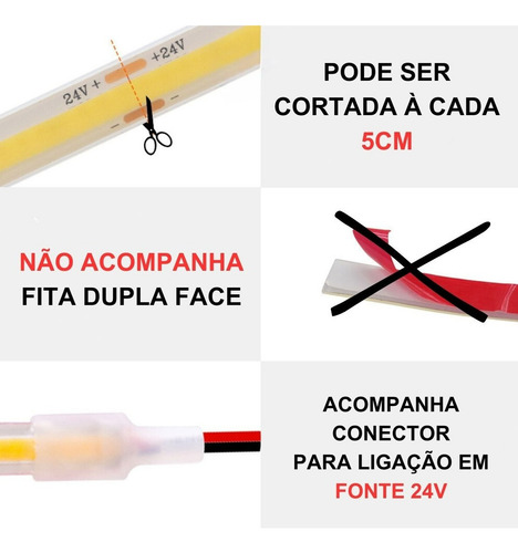 Fita Led Cob P/ Piscina 24v Ip68 15m + 1 Fonte Blindada.