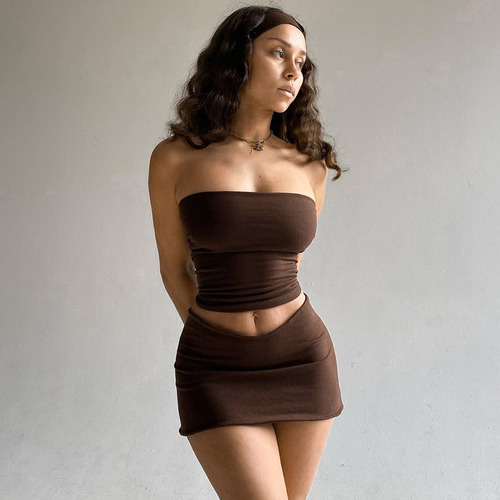 Conjuntos De Minifaldas Con Estampado De Tubo Tipo Bandeau S