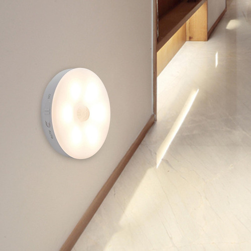 . 6 Luz Nocturna Adhesiva, Led, Sensor De Movimiento, Luz