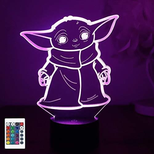 Luz De La Noche Del Bebé 3d Yoda 3d Llevó La Lámpara...