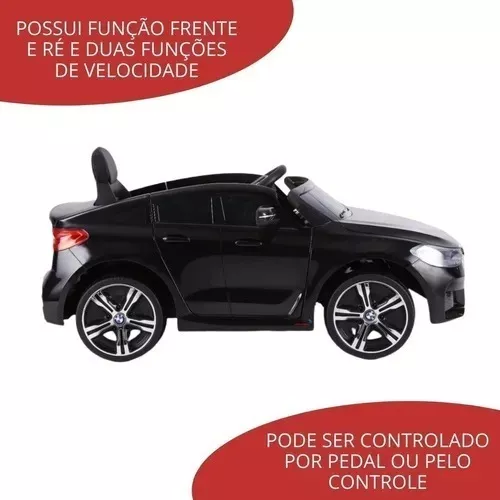 Mini Carro Elétrico Infantil 12V BMW 6 GT Controle Remoto Criança