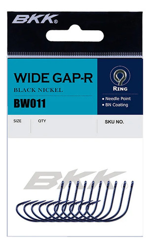 Anzol Bkk Wide Gap-r Black Bw011 Nº6 - Cartela Com 10 Peças