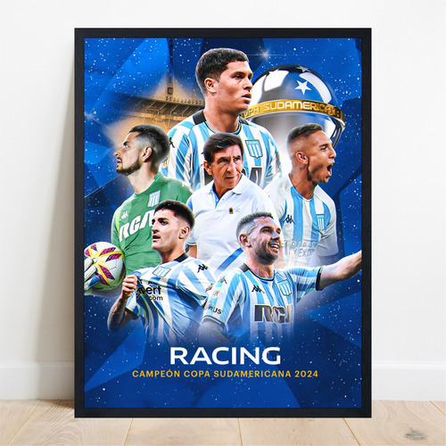 Cuadro Decorativo Gustavo Costas Racing Club Campeon Negro Negro
