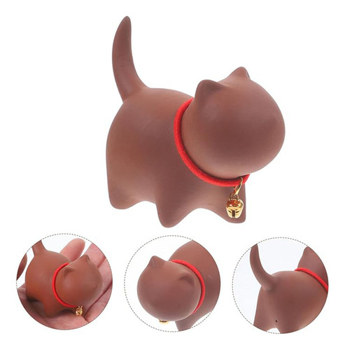 Estatua De Arcilla Morada Para Mascota De Té De Gatito 2pcs