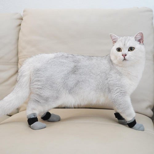 4 Uds. Cubre Pies Para Mascotas, Botas Para Gatos, Gris M