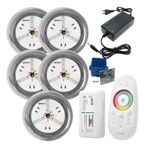 Comprar Kit Iluminação Piscina 5 Refletores Led Inox Rgb +touch + Cx
