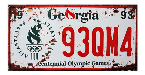 Placa Carro Antiga Decorativa Metálica Vintage Georgia 414-8