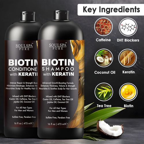 Soulspa Pure Biotin ChampĂș Y Acondicionador Set Con Queratin