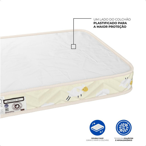 Colchão Berço 130x60x8cm Espumado Macio Impermeável