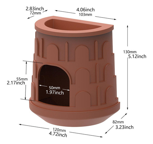Reptile Cave Critter Bath Hideaway Nest Decor Cage Marrón