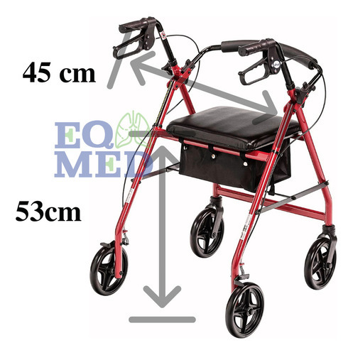 Andadera Ortopedica Rollator Adulto Con Asiento Color Roja