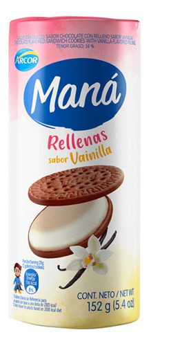 Galletitas Mana Chocolate Rellena Vainilla X152gr