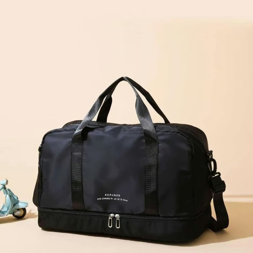 Bolsa Grande Unissex Resistente A Pequena Chuva Cor Preto Liso