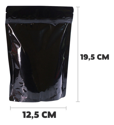 10 Saquinhos Fecho Zip Stand Up Pouch 17x23,5 Cm Preto