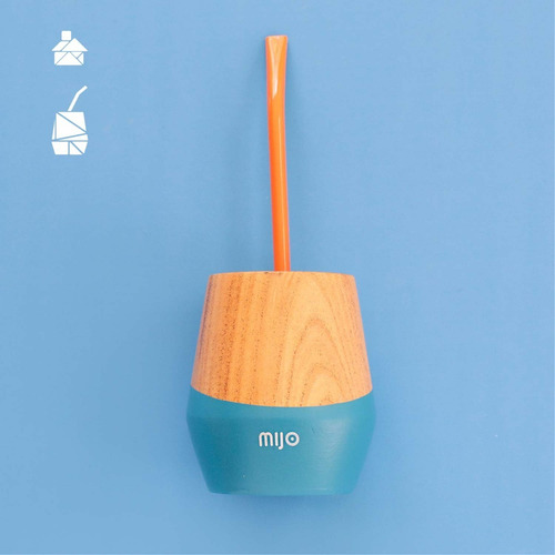 Imagen 2 de 3 de Mate De Madera Mijo Diseño Azul