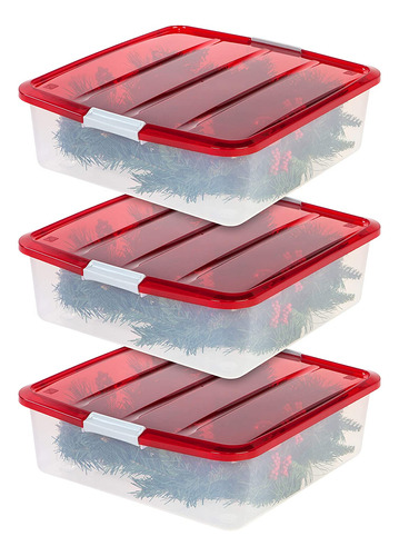 Iris Usa 31.2 L (33 Us Qt.) Holiday Wreath Storage Container