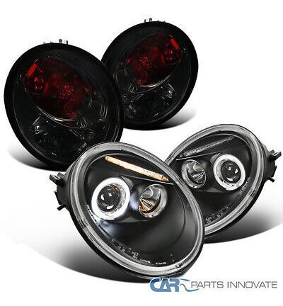 Fits 1998-2005 Vw Beetle Black Halo Led Projector Headli Ttx