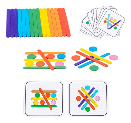 Juguete Educativo Con 18 Tarjetas Para Niños Rainbow Sticks