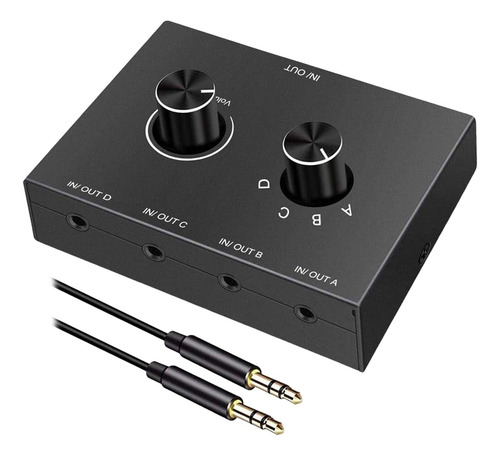 3.5mm Audio Switch 4 In 1 Output Portable Compact Durable
