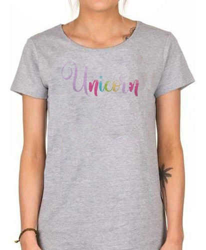 Remera De Mujer Unicorn Letras Texto Colores