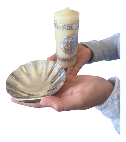 Vela Bautizo Blanco Y Concha Kit Completo Hecho A Mano