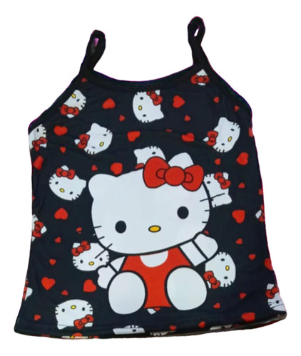 Pijama De Hello Kitty Blck 2 Pz Blusa Tirantes Y Short Sub K