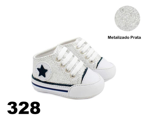 Imagem 1 de 2 de Tênis Pititiko Modelo Allstar Metalizado Prata