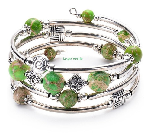 Brazalete Espiral Con Piedras Naturales