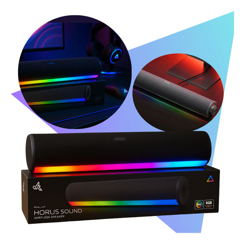 Caixa Som Soundbar Gamer Bluetooth Computador Pc Led Rgb 20w Cor Horus
