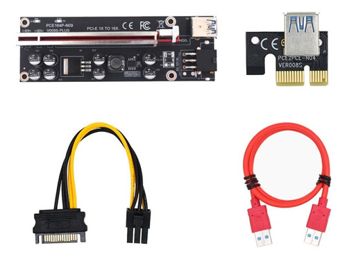 Cabo Riser 009s Plus Pci Express 1x / 16x Pcie 8 Capacitores Cor Vermelho
