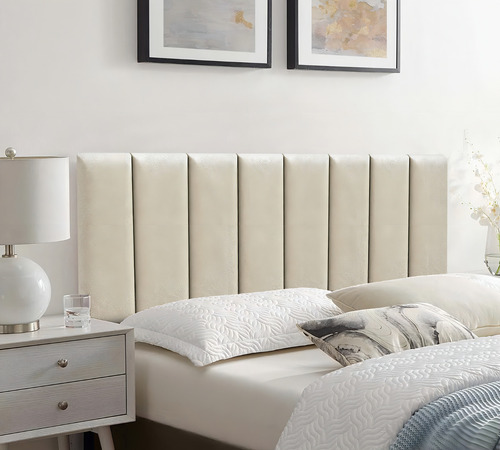 Cabeceira Queen De Cama Box Quarto Macia Módulos Estofados Cor Areia
