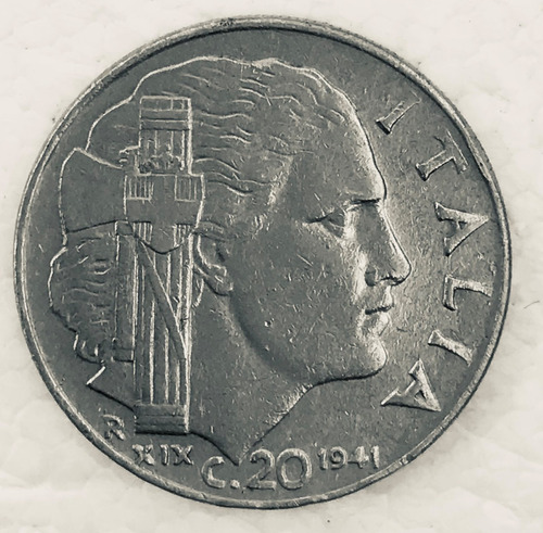 * Italia. 20 Centésimos 1941. Km# 75b. Segunda Guerra.